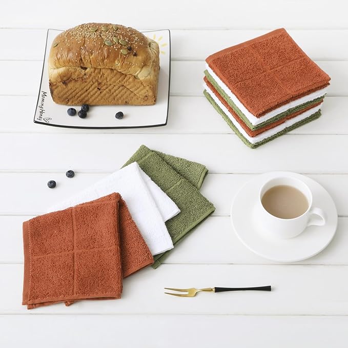 Glynniss Kitchen Dish Cloths Highly Absorbent Dish Rags 100% Cotton Wash Cloths for Washing Dishes (Green, 50)