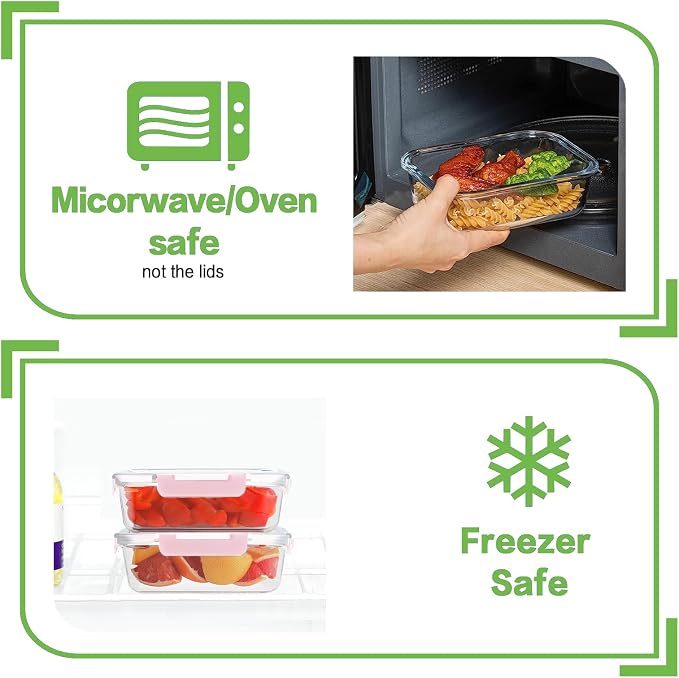 8 Pack 36oz Large Glass Meal Prep Containers - Image 5