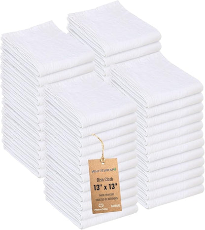 WHITEWRAP Dish Cloths Cotton| Kitchen Wash Cloth| Shop Towels Absorbent and by WHITEWRAP