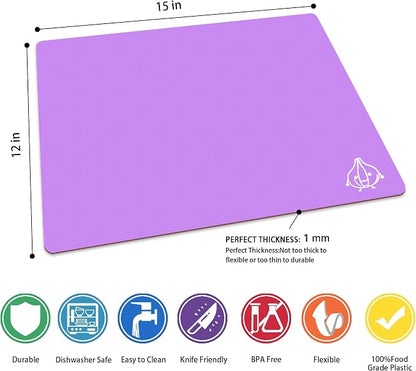 ZVP Plastic Cutting Boards for Kitchen, Flexible Cutting Mats, Gradient Purple - Image 3