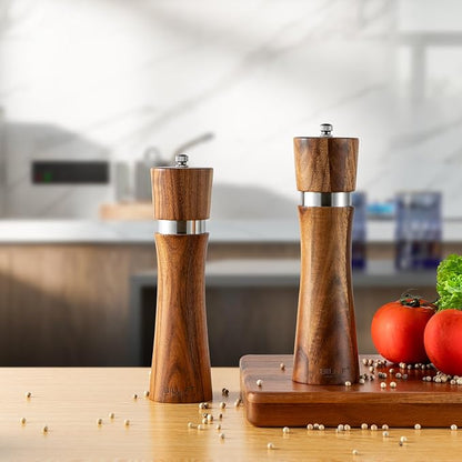 Pepper Grinder, Wood Salt and Pepper Grinder Mills Sets, Acacia Wood Manual - Image 2