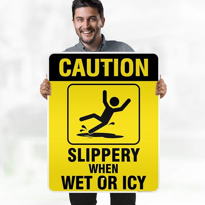 Caution Slippery When Wet Sign or ICY Sign, Indoor/Outdoor Use, USA MADE By My - Image 2