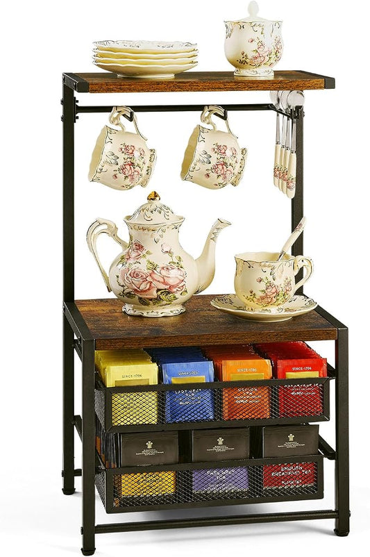 Pinzoveco Tea Bag Organizer, Large Tea Organizers and Storage Box, 2 Drawers by Pinzoveco