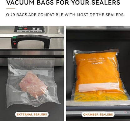 Wevac Vacuum Sealer Bags, 150 Gallon 11" x 16", and Quart 8" x 12" and Pint 6" - Image 3
