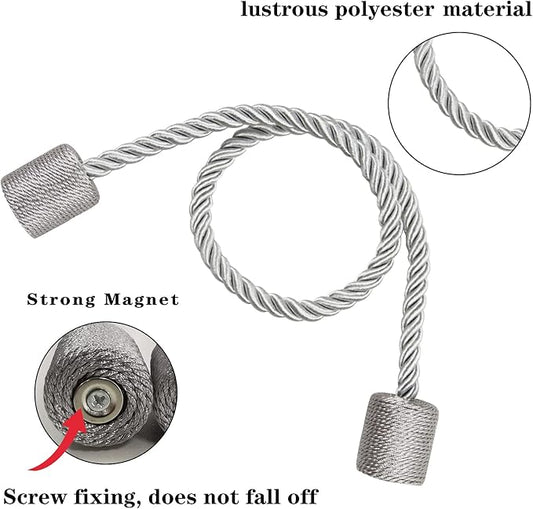 2 Pack Grey Strong Magnetic Curtain Tiebacks Outdoor Elegant Decorative Tie - Image 2