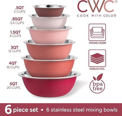 COOK WITH COLOR Stainless Steel Mixing Bowls Set - Image 2