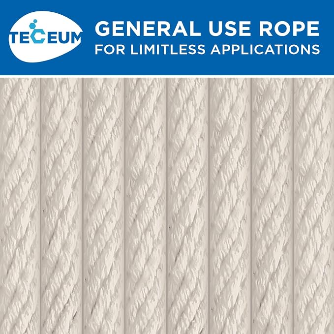 TECEUM 500lb Cotton Rope 3/16” – 50 FT | 100 FT– Strong All-Purpose Braided - Image 9