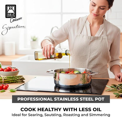 BRA COOKWARE Signature Stainless Steel Stock Pot w/Glass Lid | 8 Inch 2.4 Quart - Image 3