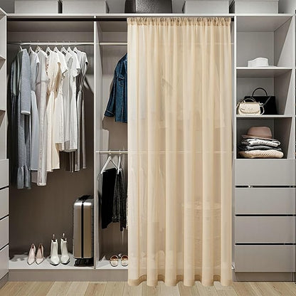 Tollpiz Sheer Door Curtains Closet Linen Textured Curtains Sheer Doorway Light - Image 3
