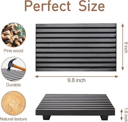 Renawe Black Bathroom Counter Organizer Wooden Display Pedesta Stand Kitchen - Image 5