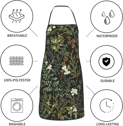 Botanical Print Floral Oven Mitts Pot Holders Farmhouse Cooking Apron Set of 5 - Image 5