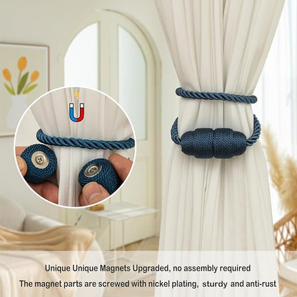 Magnetic Curtain Tiebacks Rope Tie Backs 6 Pack Curtains Holders - Image 3