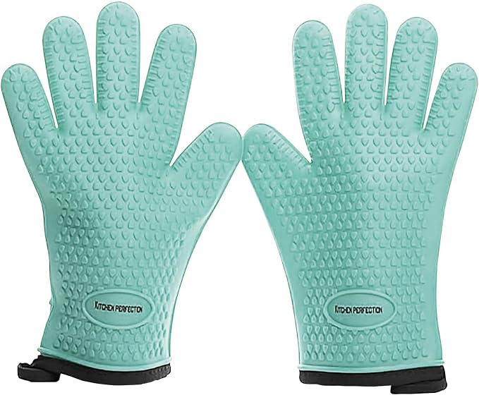 KITCHEN PERFECTION Silicone Smoker Oven Gloves -Extreme Heat Resistant BBQ by Kitchenperfection