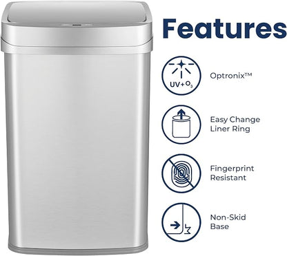 Ninestars 13 Gallon Odor Neutralizing Smart Trash Can, UV + Ozone Dual - Image 6