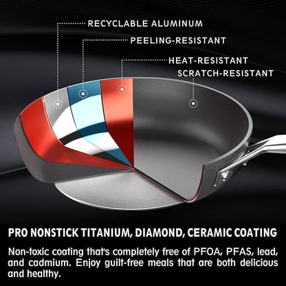 MsMk Nonstick Frying Pan, 12 InchTitanium and Diamond Non Stick Pan, Sturdy and - Image 2