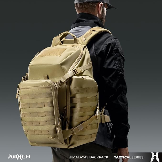 52L Tactical Backpack Military Molle Assault Pack - 3 Day Bugout Survival Rucksack, Hydration Compatible,Tan