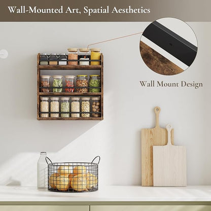 Spice Rack Wall Mounted, Wood 3 Tier Spice Rack - Image 2