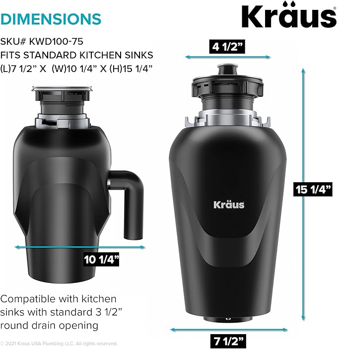 KRAUS Standart PRO™ 32-inch 16 Gauge Undermount Single Bowl Stainless Steel Kitchen Sink with WasteGuard™ Continuous Feed Garbage Disposal, KHU100-32-100-75MB