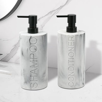 Marble Resin 2 Piece Shampoo and Conditioner Dispenser Set, Luxurious - Image 4