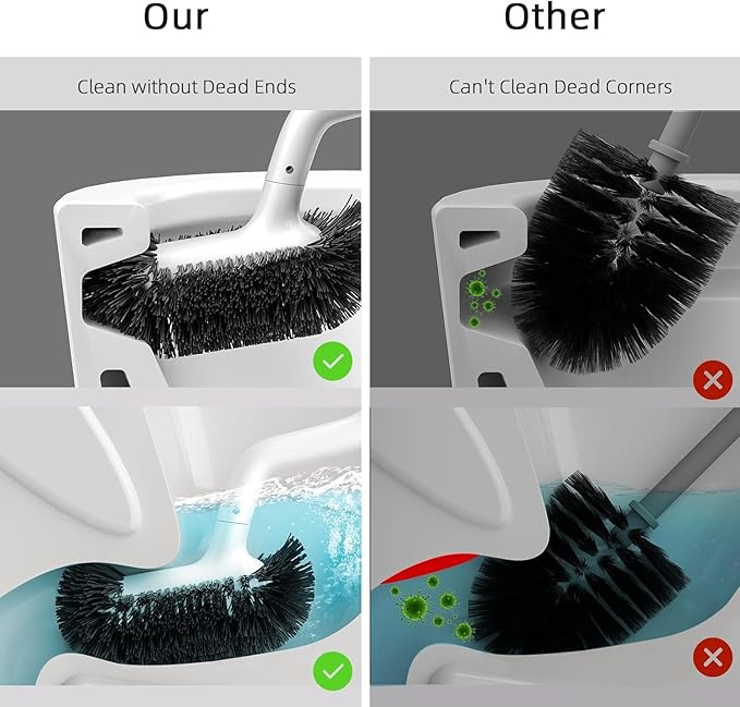 HAMITOR Toilet Bowl Brush Holder Set: Deep Cleaning Brushes - Image 3