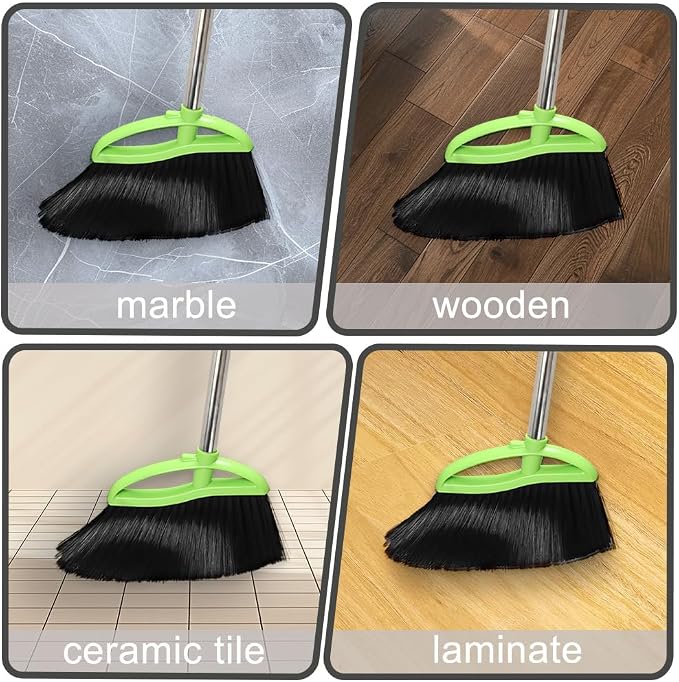 3 Packs Indoor Brooms Green Angle Broom Soft Bristles Long Handle - Image 7