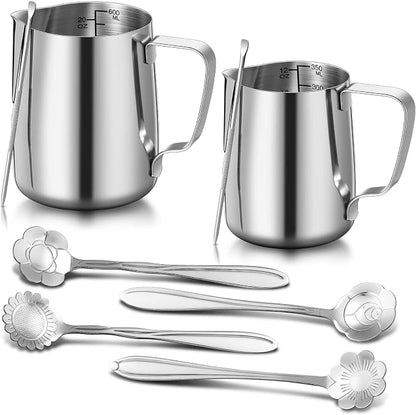Irenare 2 Pcs Milk Frothing Pitcher 12 Oz and 20 Oz Stainless Steel Milk by Irenare