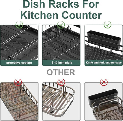 LIYI Dish Drying Rack and Sink Organiser, Removable Drainer Tray, Adjustable - Image 7