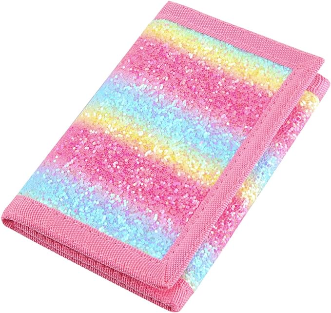 NEICY RFID Blocking Canvas Wallet for Men and Women - Camo Trifold Outdoor Sports Wallets with Magic Sticker for Teen Kids (Rainbow7)