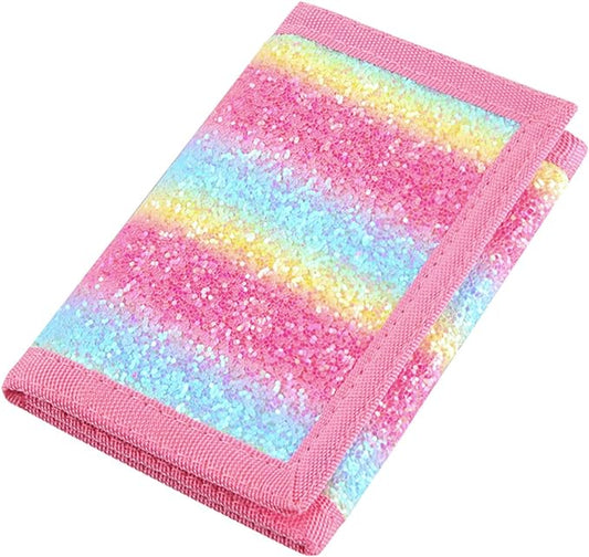 NEICY RFID Blocking Canvas Wallet for Men and Women - Camo Trifold Outdoor Sports Wallets with Magic Sticker for Teen Kids (Rainbow7)