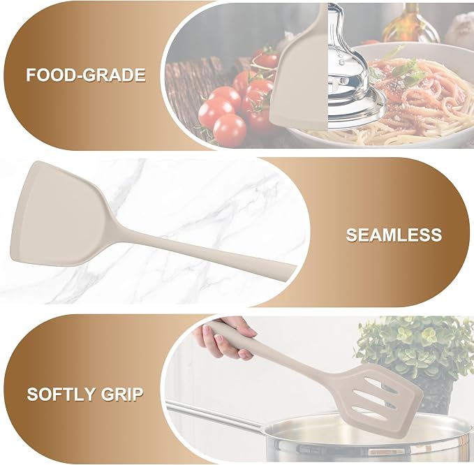 TeamFar Silicone Cooking Utensils Set, 5-Piece Heat Resistant Kitchen Utensils - Image 4