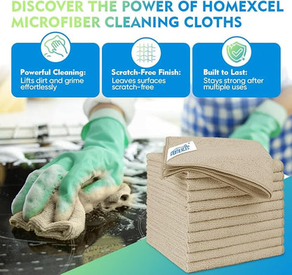 HOMEXCEL Microfiber Cleaning Cloth 20 Pack 11.5 x 11.5 inch Microfiber Towels - Image 2