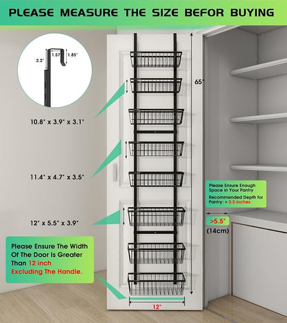 Mefirt 12 Inch Wide Narrow Over The Door Pantry Organizer, Pantry Organization - Image 2