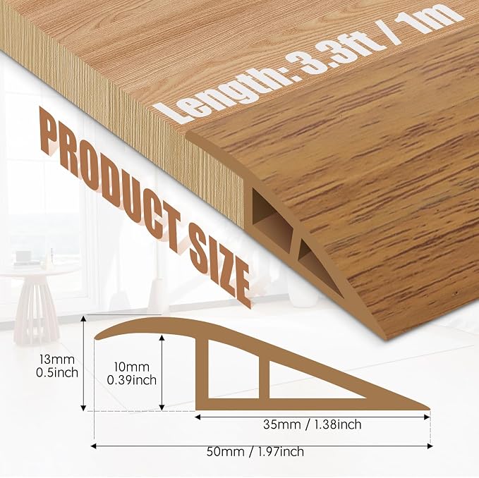 Floor Transition Strip Door Threshold 39" Floor Transition Reducer Trim on The - Image 2