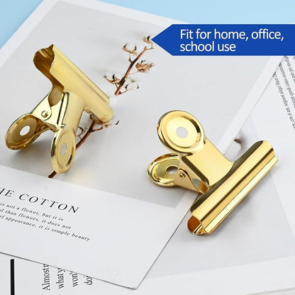 20 Pack Large Metal Hinge Clips 2 Inches Bull Hinge Paper Clips Gold Bulldog - Image 7