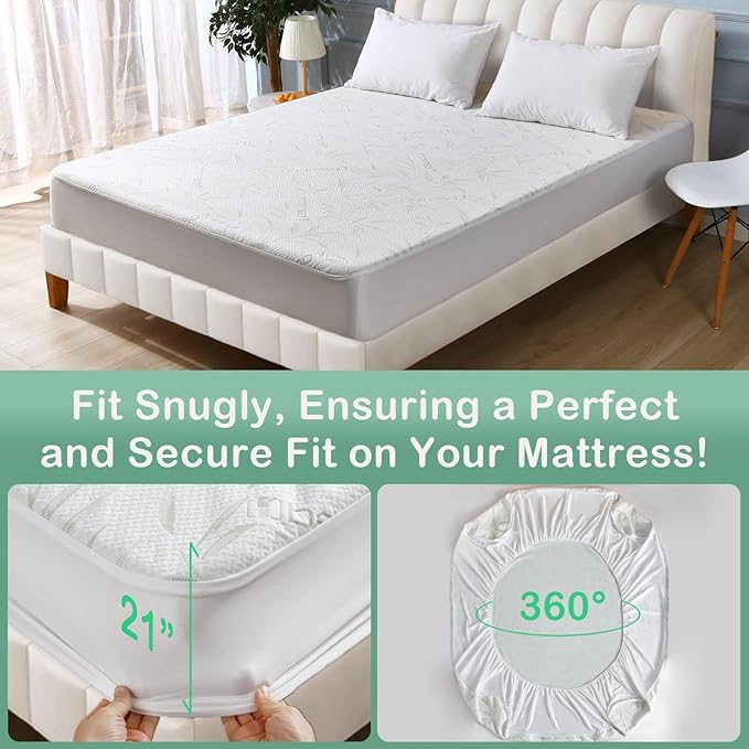 Twin Mattress Protector Waterproof Mattress Pad Washable Bamboo Rayon Mattress - Image 5