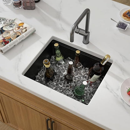 21 Black Granite Composite Bar Sink 18x18 Single Bowl Not Easily Stained Undermount Small Kitchen Sink Small Wet Bar Sinks with Workstation Quartz Natural Stone
