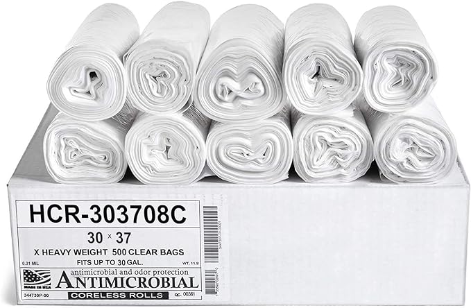 Aluf Plastics High Density Trash Bags, 30 Gallon, 8 Micron, by AlufPlastics