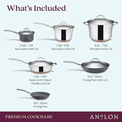 Anolon Stainless Steel & Hard Anodized Aluminum, Cookware Set - Image 2