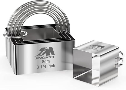 Square Biscuit Cutter Set 1.75inch 2inch 2.25inch 2.75inch 3.25inch, Stainless by MJINGMEI
