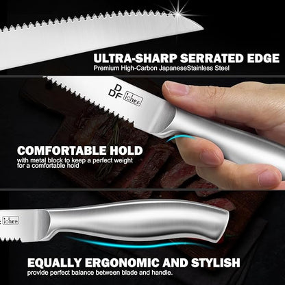 DDF iohEF Steak Knife Set, 6 Piece Steak Knife, High Carbon Japanese Stainless - Image 2