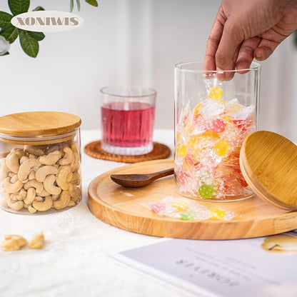 20oz 6PCS Round Airtight Glass Food Storage Jars, Stackable Spice Jar, Small - Image 8