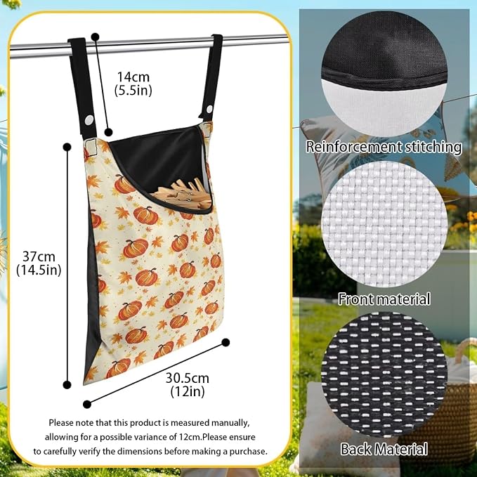 Pumpkin Clothes Pin Bags Clothespin Bag Holder Clothespin Holder 14.5 x 12 Inch - Image 6