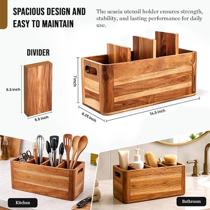 Wooden Caddy Utensil Holder - Image 4