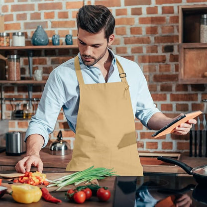 15 Pcs Adult Aprons Bulk with Pockets Adjustable Bib Chef Apron - Image 7