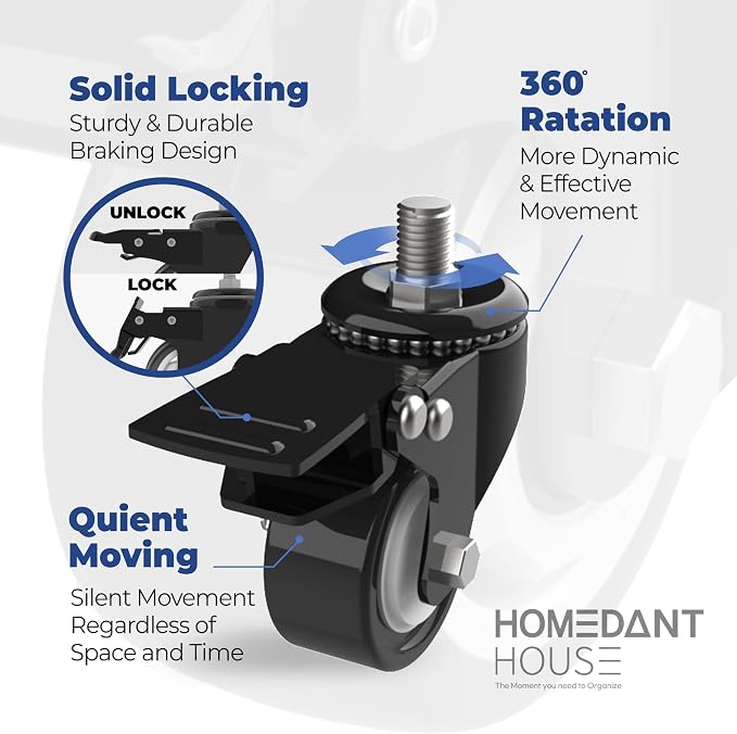 HOMEDANT House 5-Tier Metal Rolling Cart Shelf Rack Casters Heavy Duty Wheel - Image 9