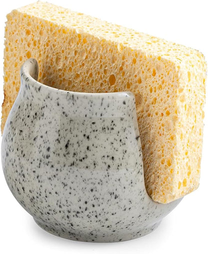 Zoeeker Sponge Holder for Kitchen Sink, Ceramic Dish Sponge Dish Rack Scrubby by LAUCHUH