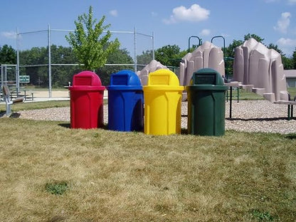 42 Gallon Circle 100% Recycled Plastic Heavy Duty Outdoor Commercial Trash Can - Image 3