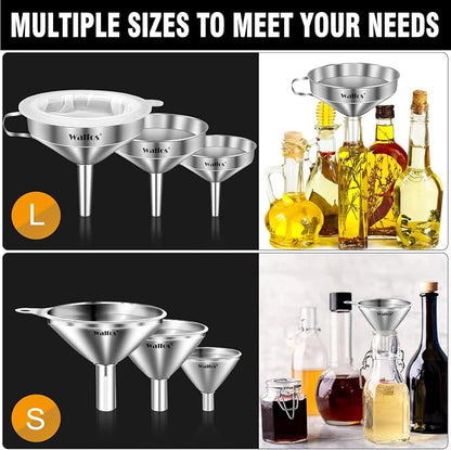 Stainless Steel Funnel, Walfos 6 Different Sizes of Kitchen funnels - Image 3