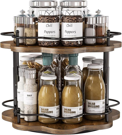 2 Tier Lazy Susan Organizer, 2-Tier Spinning Spice Rack by LIAISIMI