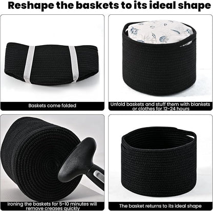 Small Black Baskets for Organizing, Storage Baskets for Shelves, Small Woven - Image 7